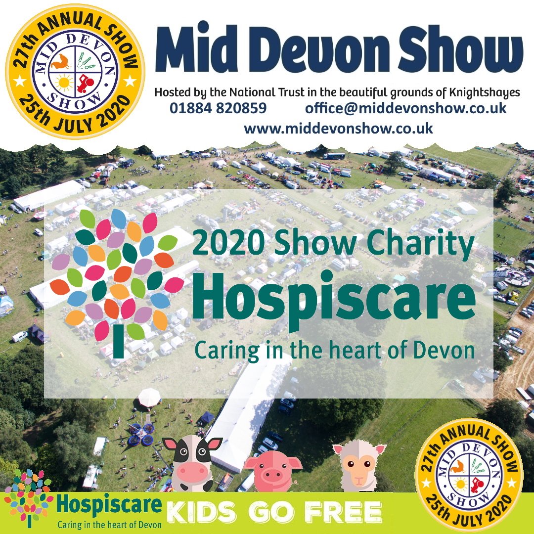 middevonshow's tweet photo. Show Charity 2020
We are delighted to officially announce that our 2020 Show Charity will be @Hospiscare . We look forward to working with them over the coming months and if you would like to find out about their valuable work then please visit https://t.co/iUQIOpTQZN https://t.co/oewzd4cCt4