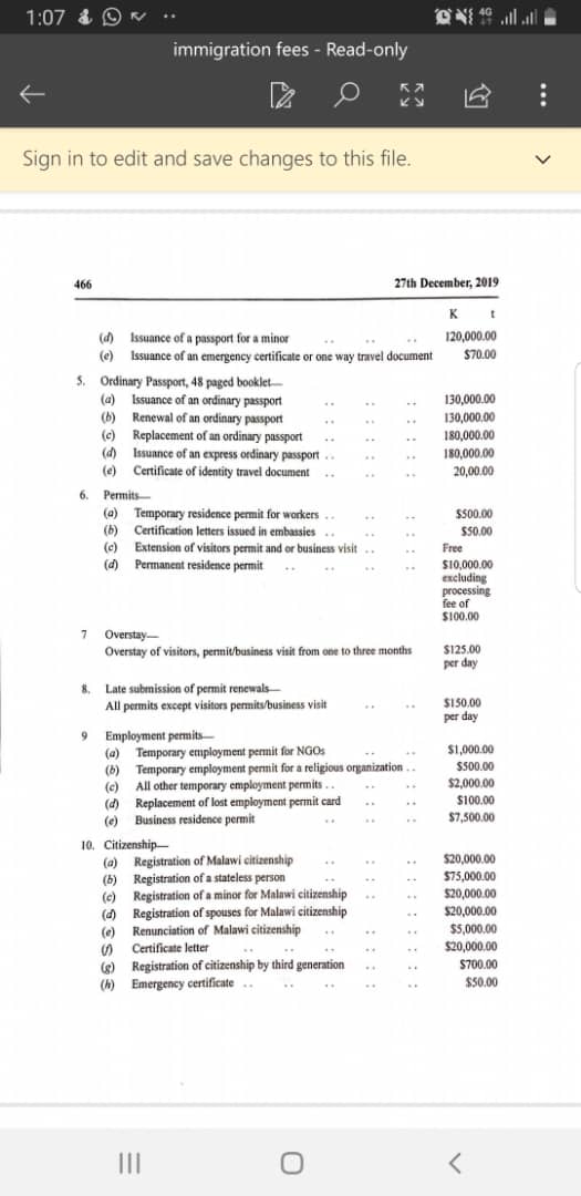 Reports that citizenship registration for naturalising #Malawi citizens cost has gone up to $20,000. This is absurd! Destructive and an absolute traversty! How can anybody afford that?!?!?