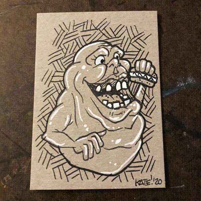 KeelHaulKate's tweet photo. Mondays am I right? #keelhaulkate #katecarleton #illustration #fanart #slimer #ghostbusters #ink #sketch #sketchcard #cfcc2020 https://t.co/p5eqDfzjQQ
