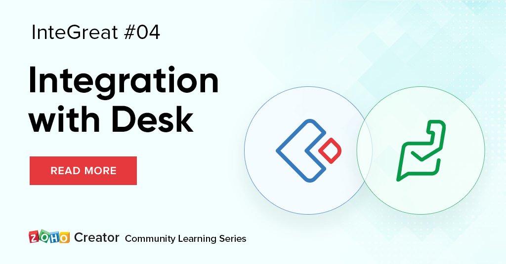 ZohoCreator's tweet image. #ZohoCreatorCommunity: Integrate your Zoho Creator applications with Zoho Desk and automate manual tasks such as:
👉🏻 Creating tickets in Desk.
👉🏻 Fetching ticket details based on contacts. 
👉🏻 Updating records in Desk.
Learn more: zoho.to/intg-with-zoho…

#ZohoCreatorTips