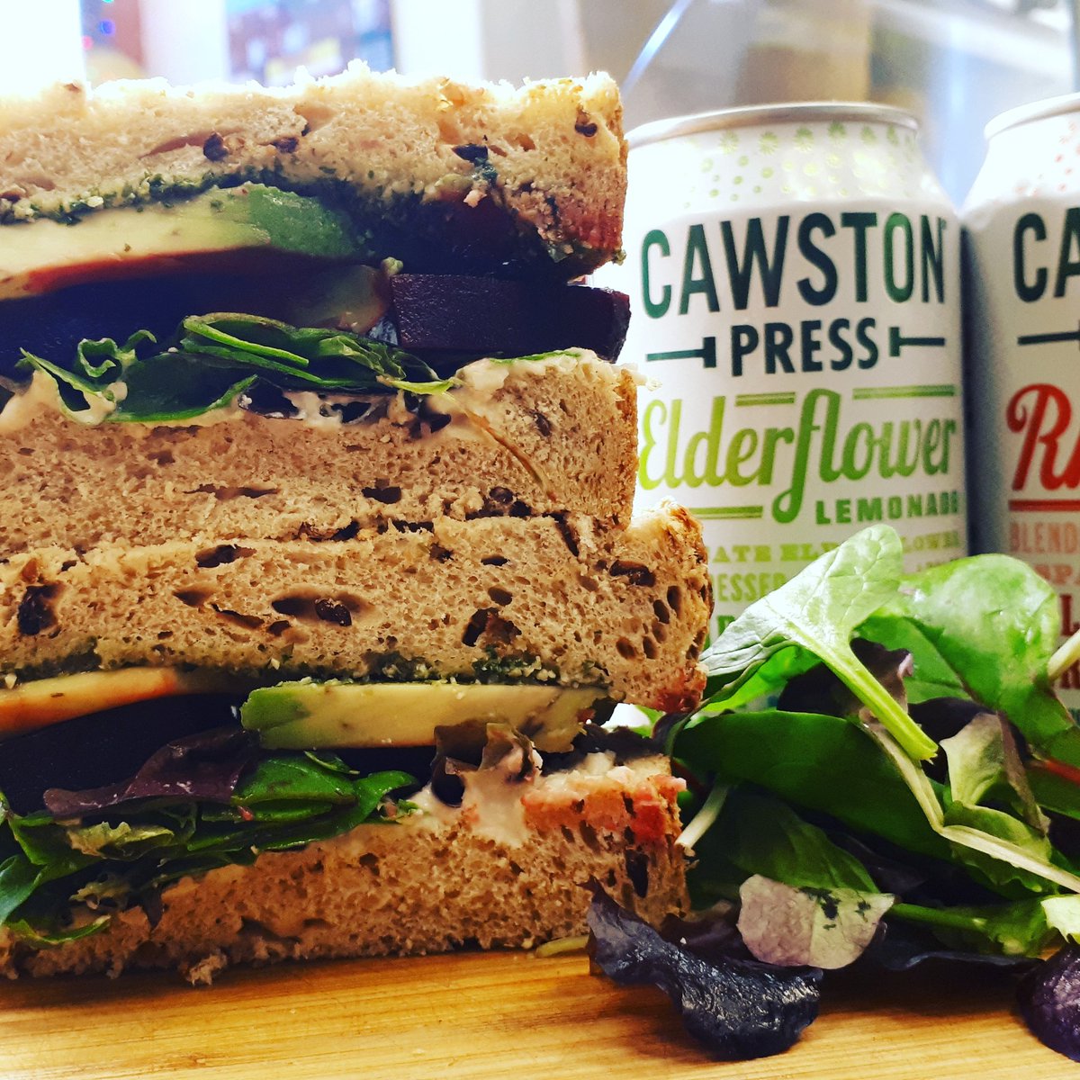 thattheredeli's tweet photo. Thinking about lunch? 

We make all our sandwiches and wraps fresh to order. This is one of our best sellers, the That There sandwich - hummus, homemade vegan pesto, avocado, beetroot &amp; mixed leaf on soft, fresh granary. So good! 
#madefresh
#independentsheffield https://t.co/siNPgUv8ab