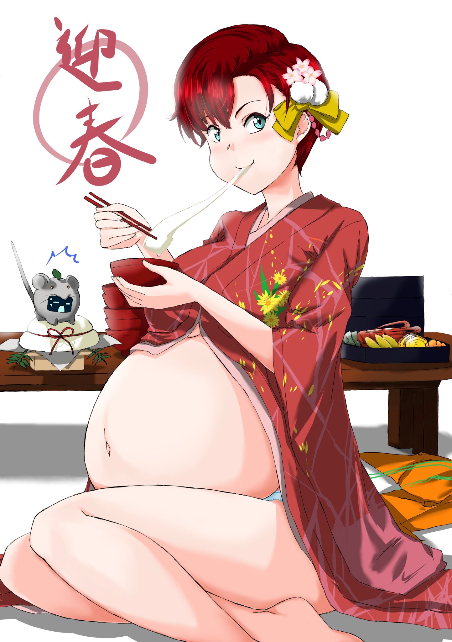 N T 猫亀パーク Twitter પર 謹賀新年 年 お正月画 あけましておめでとうございます 正月には間に合いませんでしたが 新年を記念してお餅食べ過ぎてパンパンにお腹が膨れ上がった大食い明美です ネズミエクスもこれにはビックリです 今年もn T 相方の
