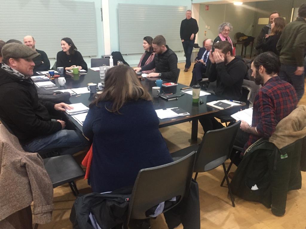 DruidTheatre's tweet photo. #StormBrendan won’t stop this lot. 

First day of rehearsals for our first 2020 production #TheCherryOrchard 

Tickets on sale now for Black Box Theatre, Galway and Bord Gáis Energy Theatre, Dublin. https://t.co/IT3qdPfF3S https://t.co/xahbyRyvvt