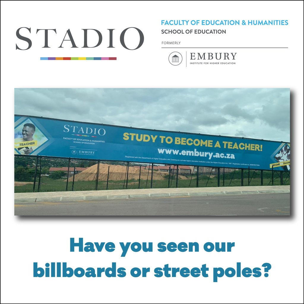 EmburyOfficial's tweet photo. Have you seen any of our billboards or street pole ads? 
If you have please show this post some love or share your pictures in the comments below.

Remember our application period is still open, you can still #becometheteacher

#proudlystadio #intake #education #studyteaching https://t.co/POWRWwOGon