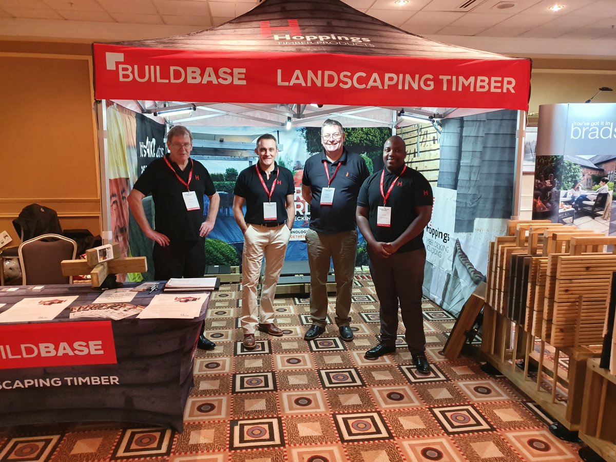 First supplier conference of the year at NEC in Birmingham. The finest of the Hoppings crew (Dave, Adam, John &amp; Matt) showing what we have to offer! <a href="/BuildbaseUK/">Buildbase</a> #outdoor #garden #exhibition #show #timber #decking #ideas #smartboard #wood #plastic #composite
