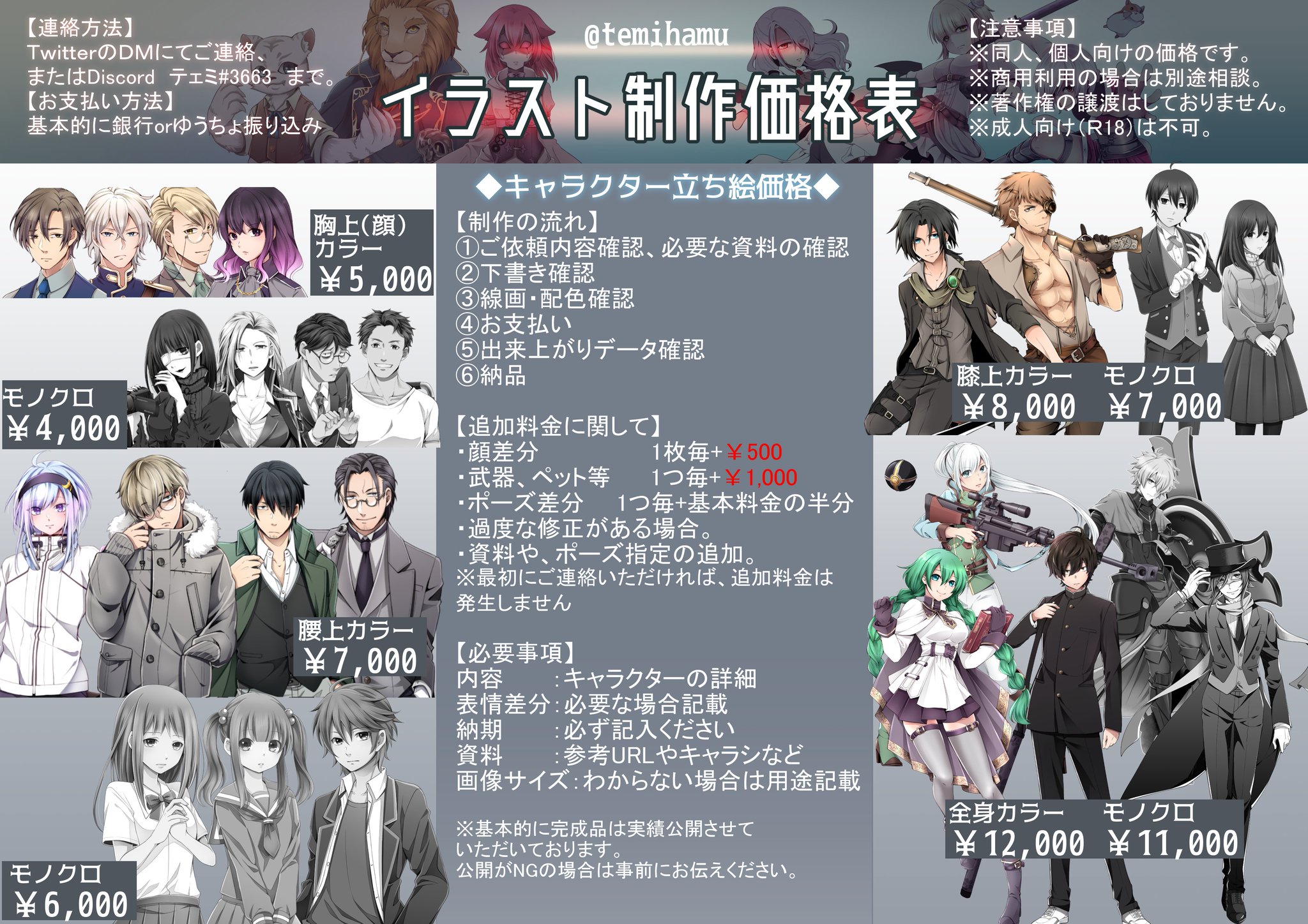 テェミ 個人依頼12月以降から En Twitter イラスト価格表 価格を変更いたしました 年1月14日より画像の価格にてご依頼お受けいたします 立ち絵や同人誌のイラストでご利用いかがでしょうか 不明点などございましたらお気軽にご連絡いただければと思います テェミ 個人依頼12月以降から En Twitter イラスト価格表 価格を変更いたしました 年1月14日より画像の価格にてご依頼お受けいたします 立ち絵や同人誌のイラストでご利用いかがでしょうか 不明点などございましたらお気軽にご連絡いただければと思います