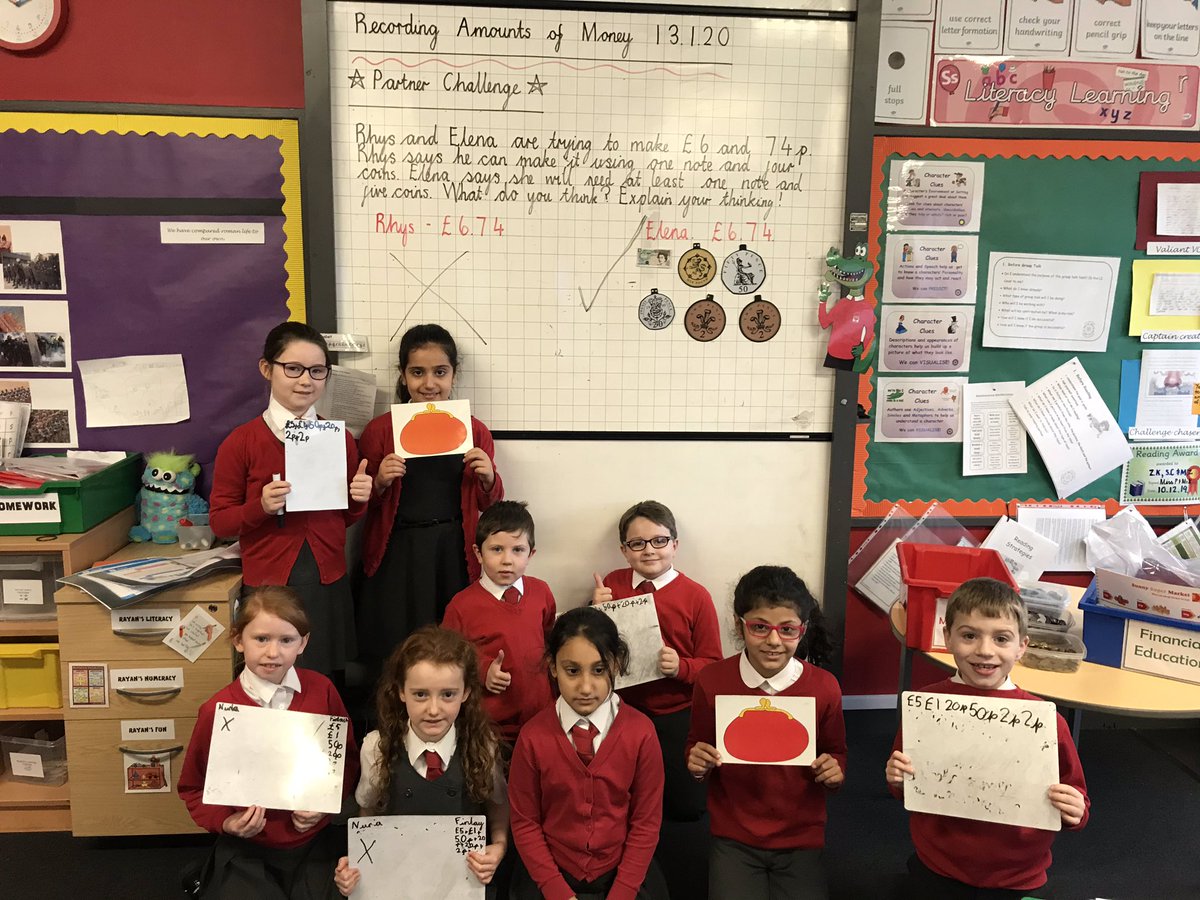 CorpusChristi_K's tweet photo. P4/P4a are learning to record amounts of money using decimal notation.🙌🏼They successfully worked collaboratively to record amounts in different ways and explained their thinking!👏🏼👏🏼👏🏼@glasgowcounts @edscot_maths @MathsScot #makingthinkingvisual #collaborativelearning #money https://t.co/bk4McOhNyJ