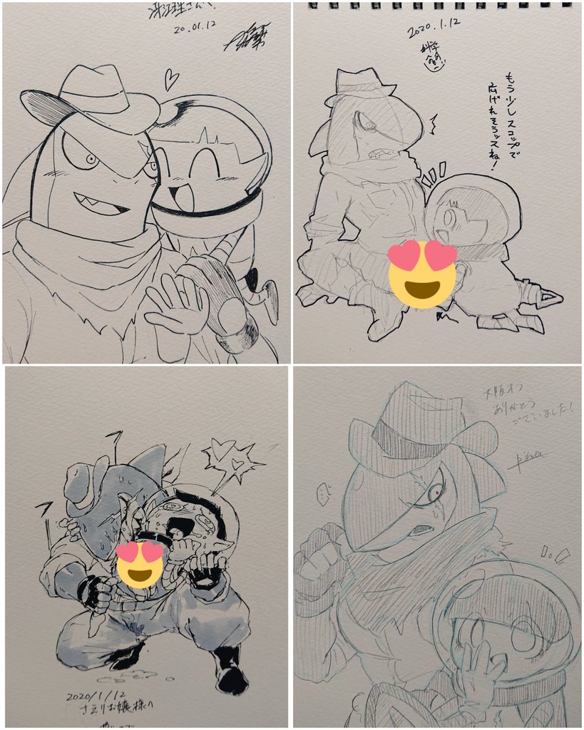 大阪に行ってオフ会をしてきました。
貰ったヤベースケブたちを見てください。
脅威のスコイン率✌
Eマちゃん描いてもらって嬉しい…推しなので…
あゅさん、科学さん、Bサブさん、pinaさん、邪鬼さん、紫童さん、海苔さん、ペポヨさん
ありがとうございます……
(まとめちゃってすみません)