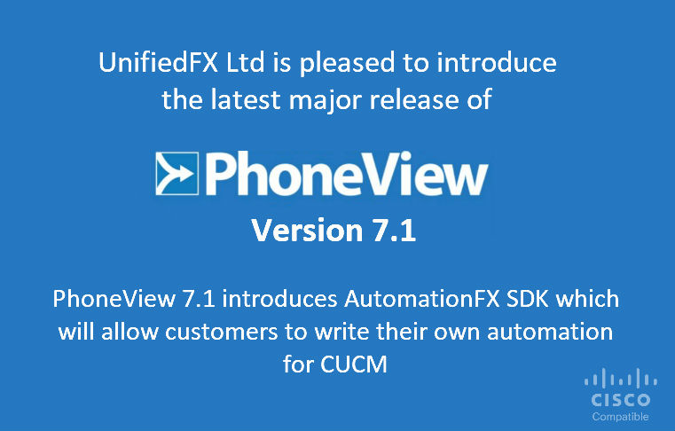 UnifiedFX's tweet photo. #UnifiedFX Ltd is introducing #PhoneView Version 7.1.
PhoneView 7.1 introduces AutomationFX SDK which will allow customers to write their own automation for #CUCM
Register for tomorrows event : https://t.co/W2sYVMrPMc
Click here to get your free trial : https://t.co/EV58WBiGJ4 https://t.co/JmGRUvppBJ