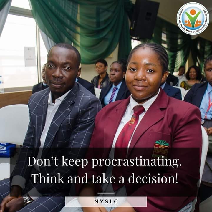 nyslcompetition's tweet photo. Don't keep procrastinating. Keep and take decisions.
#MondayMotivation
#wespeak #Communications 
#leadership https://t.co/FNQvMsqa0S
