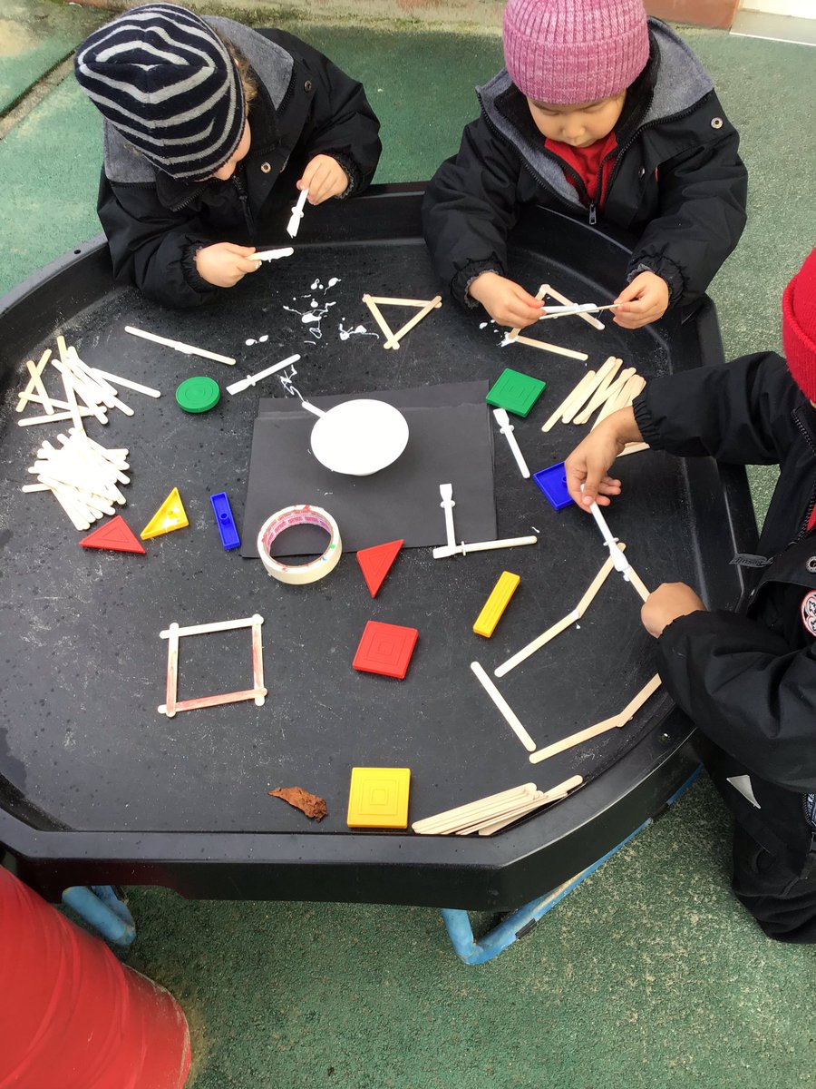 BGS_LowerSch's tweet photo. Nursery is learning about 2d shapes and their properties. Some children made them using lollipops sticks. How many sides ?and corners? #BGS_eyfs #BGS_mathsmastery https://t.co/Ytwrdex4EE