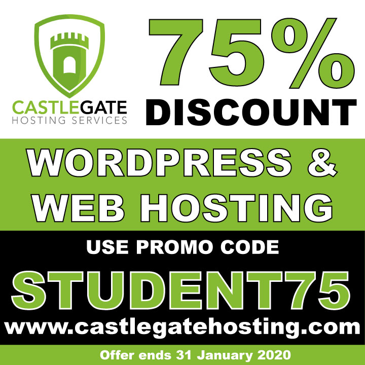 CastlegateHost's tweet image. Calling all #Students.  Get 75% OFF #webhosting and #wordpress #hosting at Castlegate Hosting.  Secure, Lightening fast and robust hosting at unbeatable prices.