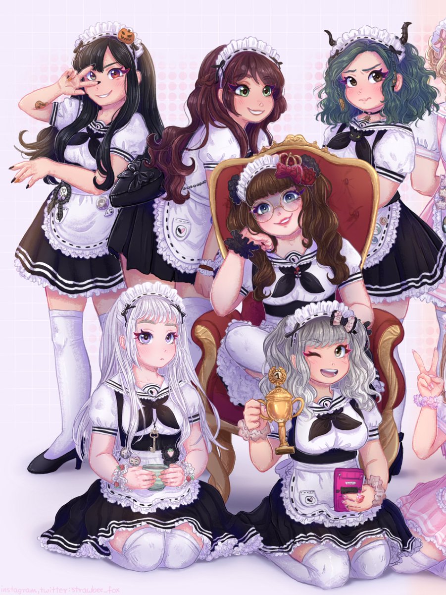 strawbee_fox's tweet photo. Here it is! The @MeianMaids group portrait!🥰💖  it was a pleasure working on such an amazing project!🌸
#commissionsopen #artistsontwitter #commission #animeart #anime #maid #maidcafe  #digitalart #animeartstyle #animemaid #kawaii https://t.co/4e8DDl9hDU