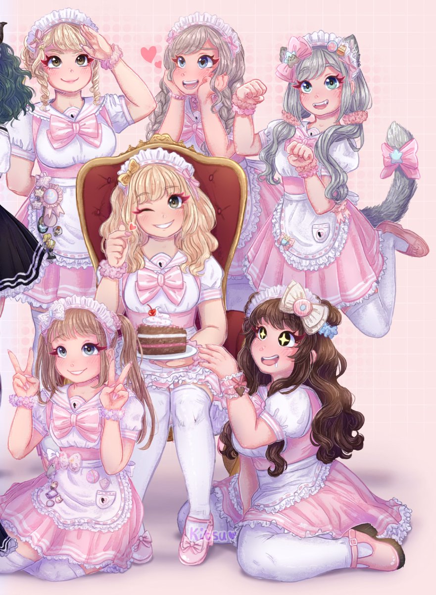 Here it is! The @MeianMaids group portrait!🥰💖  it was a pleasure working on such an amazing project!🌸
#commissionsopen #artistsontwitter #commission #animeart #anime #maid #maidcafe  #digitalart #animeartstyle #animemaid #kawaii