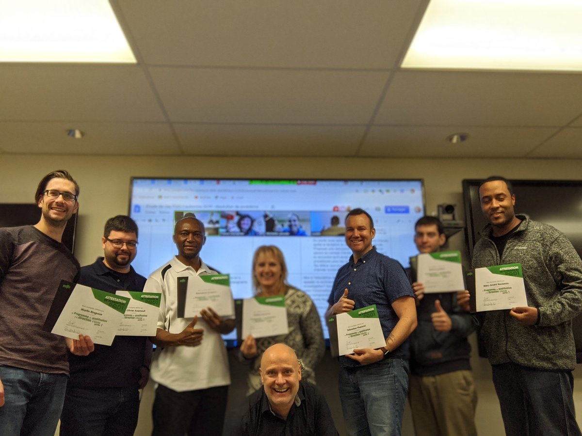 Félicitations aux participants du PQD 1 EST d'avoir terminé le cours avec brio !!! #pqdpartie1 <a href="/adfo/">ADFO</a> Merci à <a href="/RacineGM/">Guillaume Racine</a>