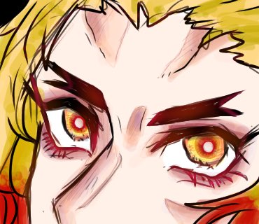 まめさんがTwitterに投稿した煉獄杏寿郎(鬼滅の刃)のイラスト。