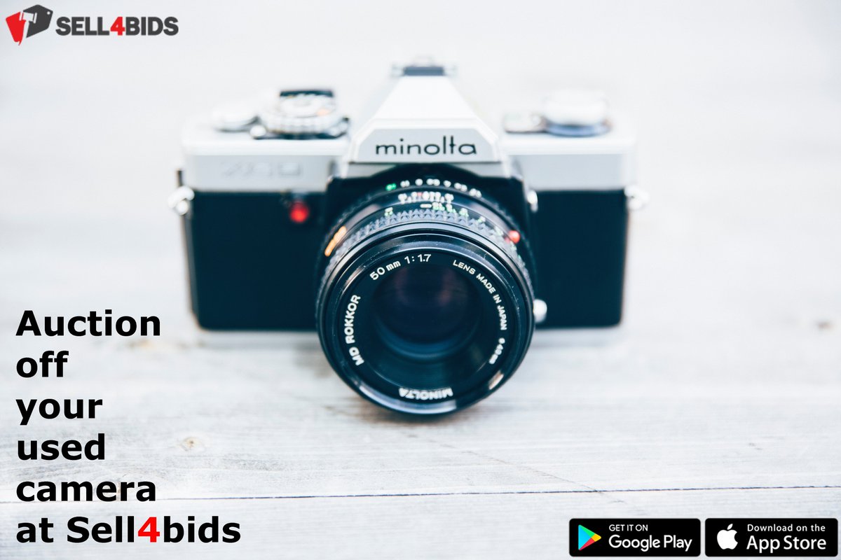 Sell4BidsApp's tweet photo. Auction off your used camera at #Sell4bids.
#carauction #bids #auctionswork #Home #Space #Free #Stuff #Useless #autoauction #Laptop #Sell #buy #auction #Cloths #Camera #Canon #Photography #shopping https://t.co/0AlU4liN0Z