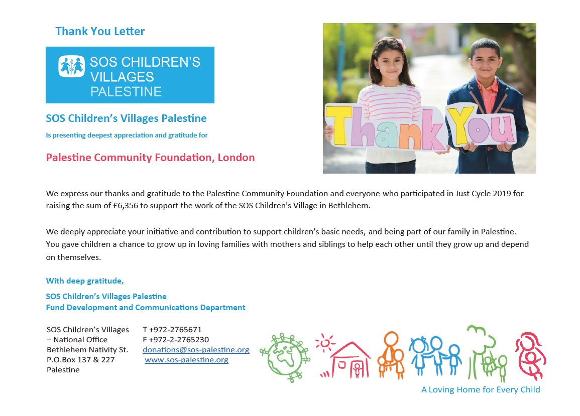 PalCommunityUK's tweet photo. We were privileged to raise funds for and visit @sos_villages in #Bethlehem during #JustCycle 2019. The charity looks after children who cannot live with their families. We will be fundraising for them once again through our 2020 advocacy tour Hello Palestine. #charity #Palestine https://t.co/iAmpgQr62c