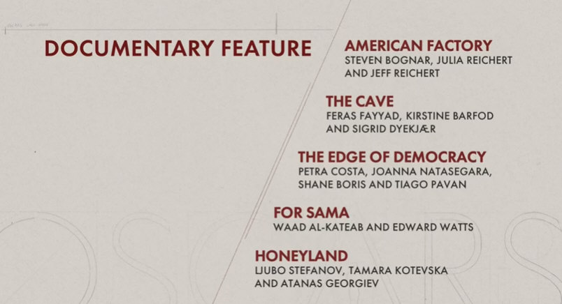 #DemocraciaEmVertigem acaba de ser indicado ao #Oscar2020 como Melhor Documentário! Parabéns, @petracostal! O filme está disponível na Netflix. #OscarNoms #BrasilNoOscar