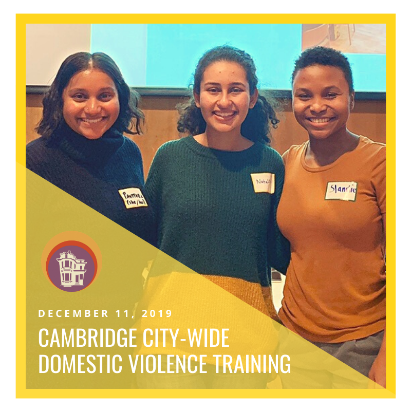 WomensCenter71's tweet photo. Volunteers Slandie, Pavithra, and Natalie attended the Cambridge Domestic Violence Training in December! Thank you to the Domestic and Gender-Based Violence Prevention Initiative for holding these informative and necessary trainings. @cityofcambridge https://t.co/rhQVf0sDWh