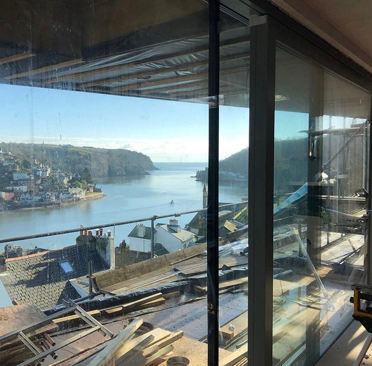 Cracking view from the new house in Dartmouth being built on an extremely challenging site #structuralengineering #residence #seasidehomes #Devon
