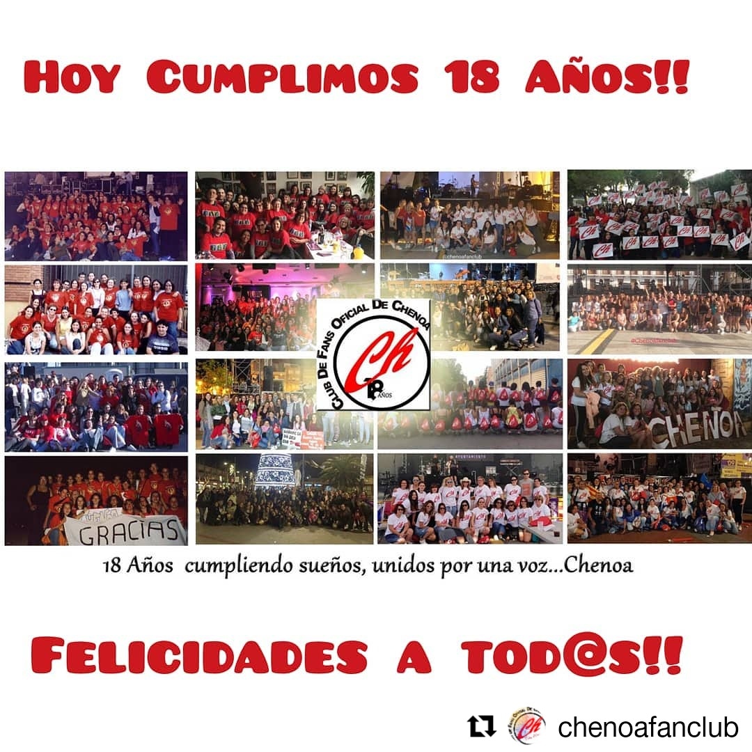 Chenoa's tweet photo. Feliz cumpleaños 18 añazos @chenoafanclub y siempre a la altura  de cariño,apoyo y trabajo. Esto no tiene precio mi gente. GRACIAS se queda corto. Hasta el infinito con vosotros.🙏❤ https://t.co/CvRLGPzpci