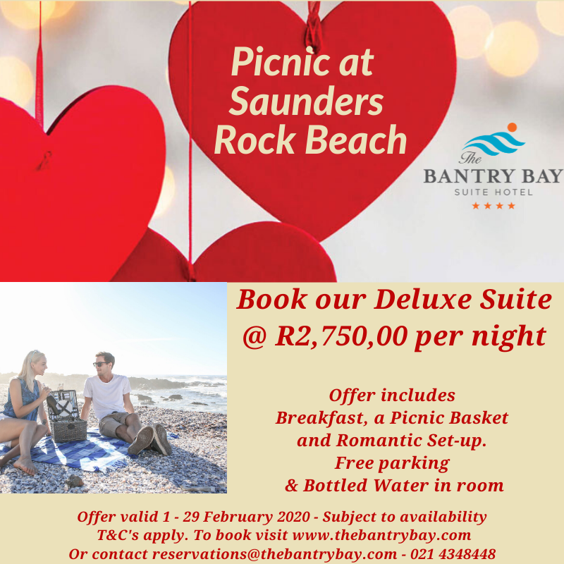 Romantic Deal @ The Bantry Bay Suite Hotel - R2,750 per night! Picnic at Saunders Beach. Contact reservations@thebantrybay.com │ +27 21 434 8448