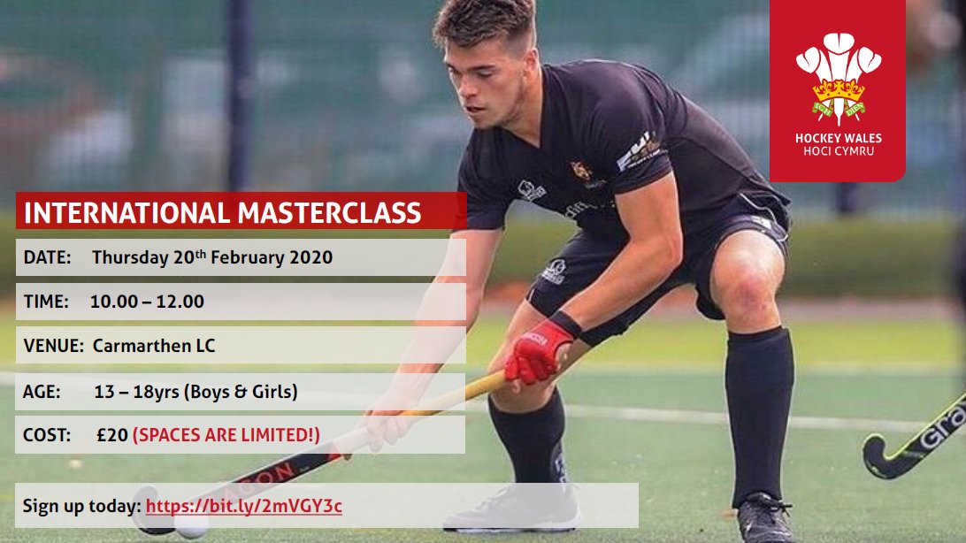 Last few spaces remaining on the <a href="/HockeyWales/">Hoci Cymru</a> Masterclass with <a href="/HociCymruMen/">Hockey Wales Men</a> very own Ioan Wall!

Book your place today! 👇
bit.ly/2mVGY3c