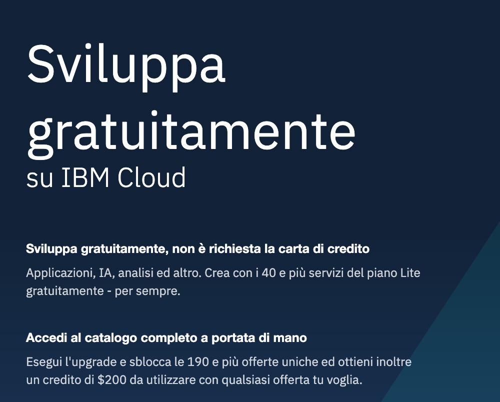 Prova il Cloud IBM, crea subito il tuo account e prova gli oltre 190 servizi disponibili! -  bit.ly/itcloudreg

#IBM #IBMCloud