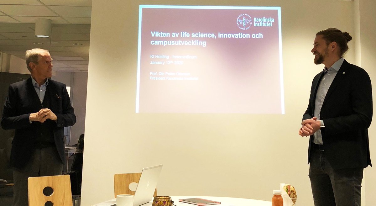 akademiskahus's tweet photo. ✨Välkomna till era nya lokaler i AWL Innomedicum, KI Holding-koncernen!✨ KI:s rektor Ole Petter Ottersen &amp; KI Holdings VD Hans Möller, var några av talarna under inflyttningsfesten. Vi hoppas att ni trivs på Campus Solna! #coworking #lifescience #aworkinglab #campusutveckling https://t.co/CUim2Xpy6A