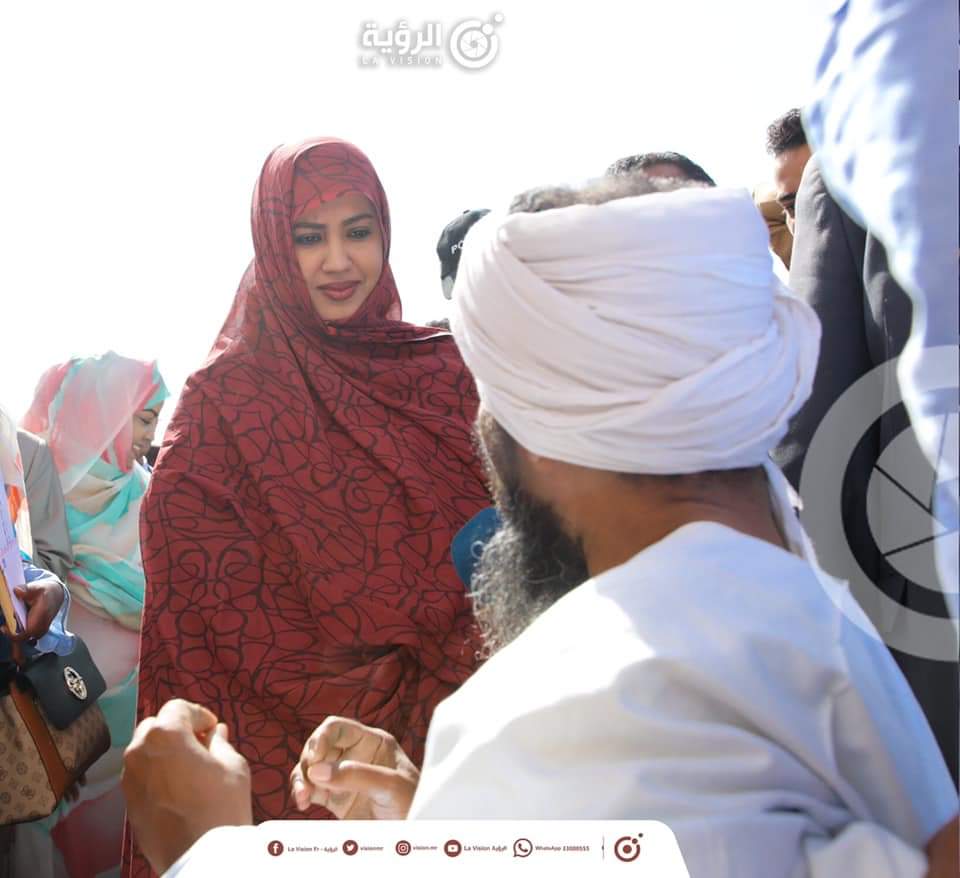 Inauguration par la Première Dame, le Dr Mariem Mohamed Fadel, avec la Ministre des Affaires sociales, de l'Enfance et de la Famille, le Dr Nene Kane, du nouveau siège de la Fédération mauritanienne des associations nationales des personnes handicapée,  le 23/12/2019 à Toujounine