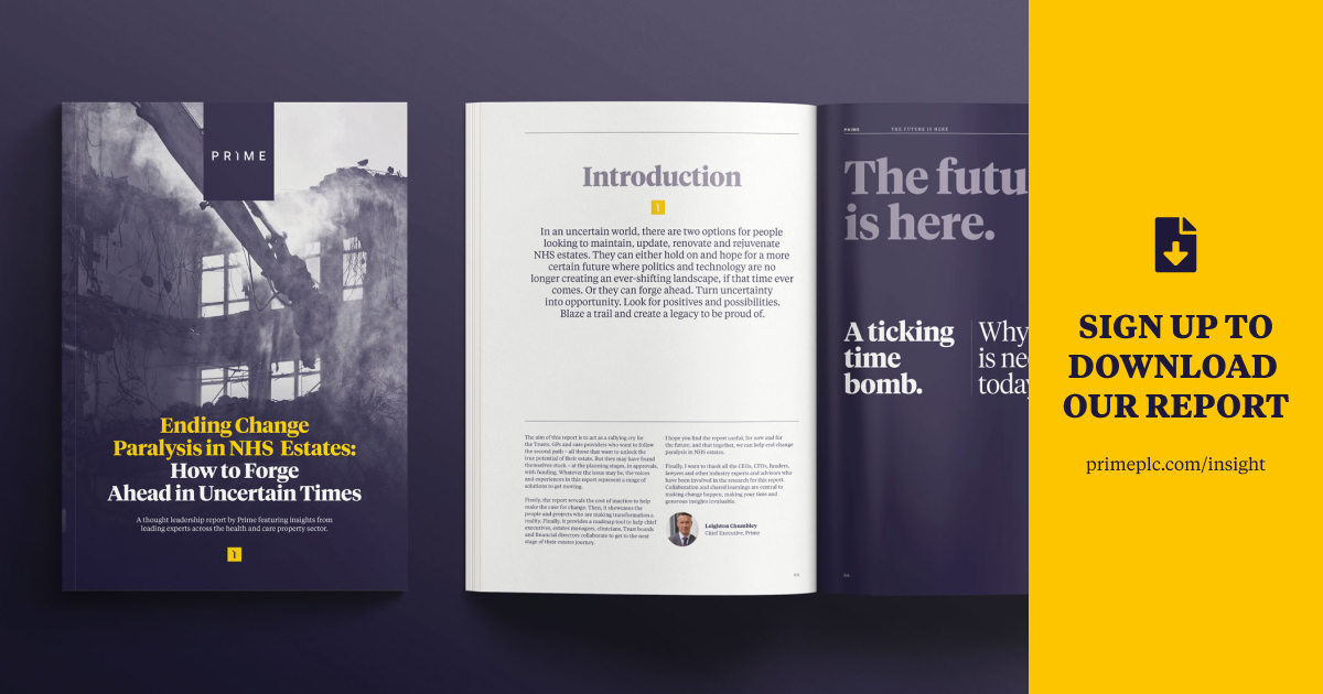 Primeplc's tweet photo. Our latest industry report is out soon, sign-up to read about the cost of inaction when it comes to NHS estates #NHS #Estates #Change #Future https://t.co/mBeqgRxxBy https://t.co/PZ3m52SO3d