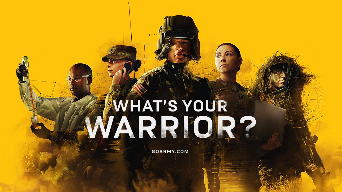 USArmy's tweet photo. We are a team of a million unique and powerful individuals. And we’ve got a job for you. #WhatsYourWarrior?

Learn more at @GoArmy https://t.co/MyT2MzDA5A