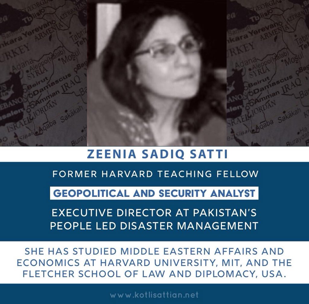 SattiTribe's tweet photo. Zeenia Satti lives in Islamabad, Pakistan, where she works as Executive Director at Pakistan's People Led Disaster Management, a disaster risk reduction organisation. She is also a geopolitical/security analyst and consultant.

https://t.co/j3IHXm6lHz https://t.co/moFLEWKU6w