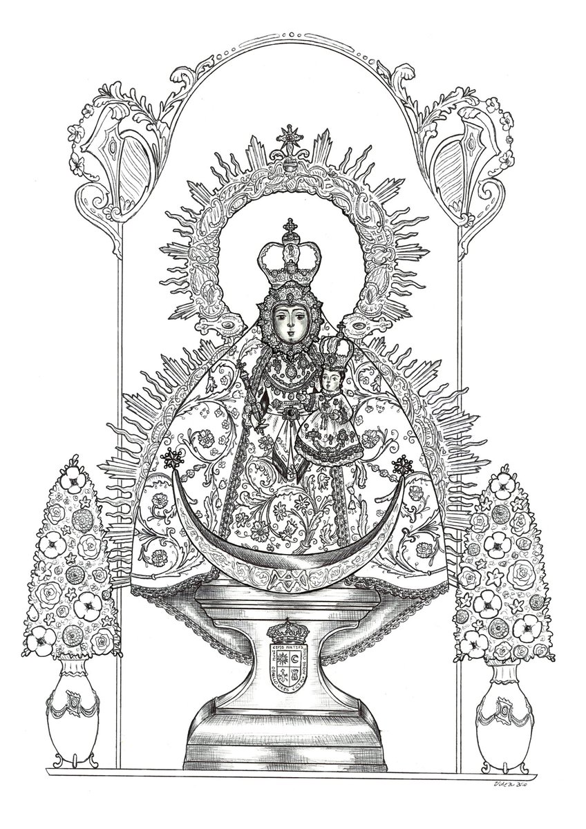 "CORONADAS Y JAENERAS".
Colección de las Imágenes Patronales Coronadas en la provincia de Jaén.
A3. Bolígrafo y lápiz. IV parte.
7. Virgen del Collado, Patrona de Santisteban del Puerto. 2006.
8. Virgen de Alharilla, Patrona de Porcuna. 2014.