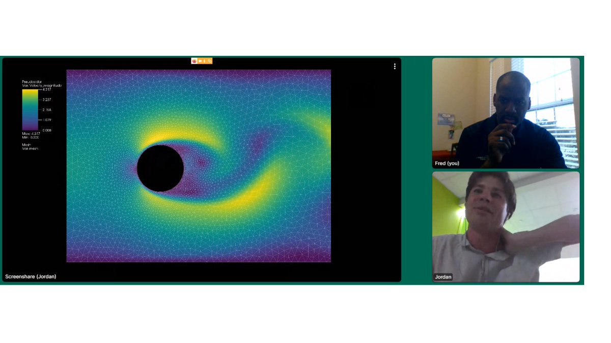 higgsf's tweet photo. One of my @RiceEngineering @RiceMECH @thePFTL @NSFGRFP #PhD students, Jordan, is gradually developing a #finite_element version of our in-house computational platform P-STAC https://t.co/LYSyYTjdfI to handle soft cell rupture. Im here checking the wake quality and stagnation pt. https://t.co/jllPpABWWM