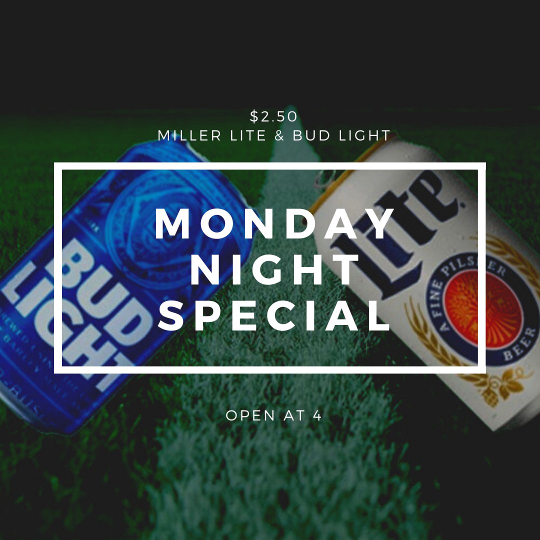 It's Monday, you know what that means: $5 cheeseburgers &amp; fries and $2.50 domestics! Doors open at 4!