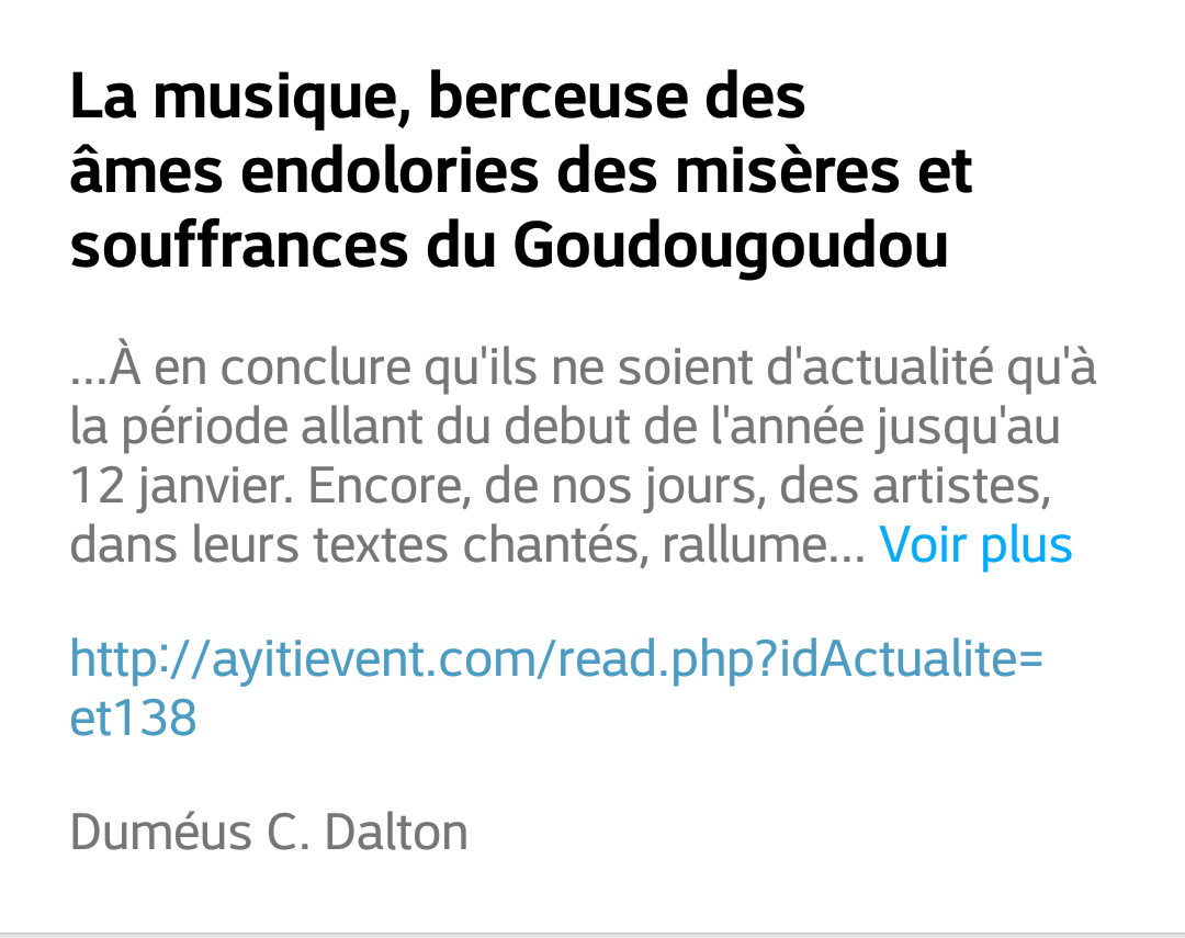 ayiti_event's tweet photo. La musique, berceuse des âmes endolories des misères et souffrances du Goudougougou
Lire l'article 👇👇👇
https://t.co/zFv1Ca8Ws5
#ayitievent
#googlevent
#ayitievent_4all_events https://t.co/XzN65WEcnM