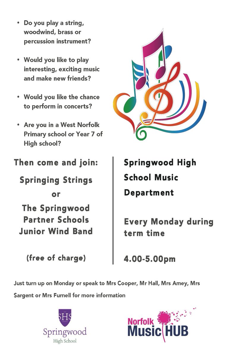 NMHub's tweet photo. Did you know that there are music-making groups for pupils at #WestNorfolk primary schools that meet each Monday at @MusicSpringwood? Supported by #NorfolkMusicService https://t.co/zu3yS2kRX5