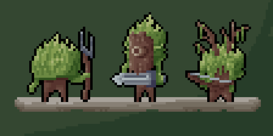 pixelcrowngames's tweet photo. Plant people ready to fight, WIP #pixelart #indiegame #unity #pixelcrown #pixel #monster #plantpeople #indiedev #darkcitadel https://t.co/5dcFcBHq1U