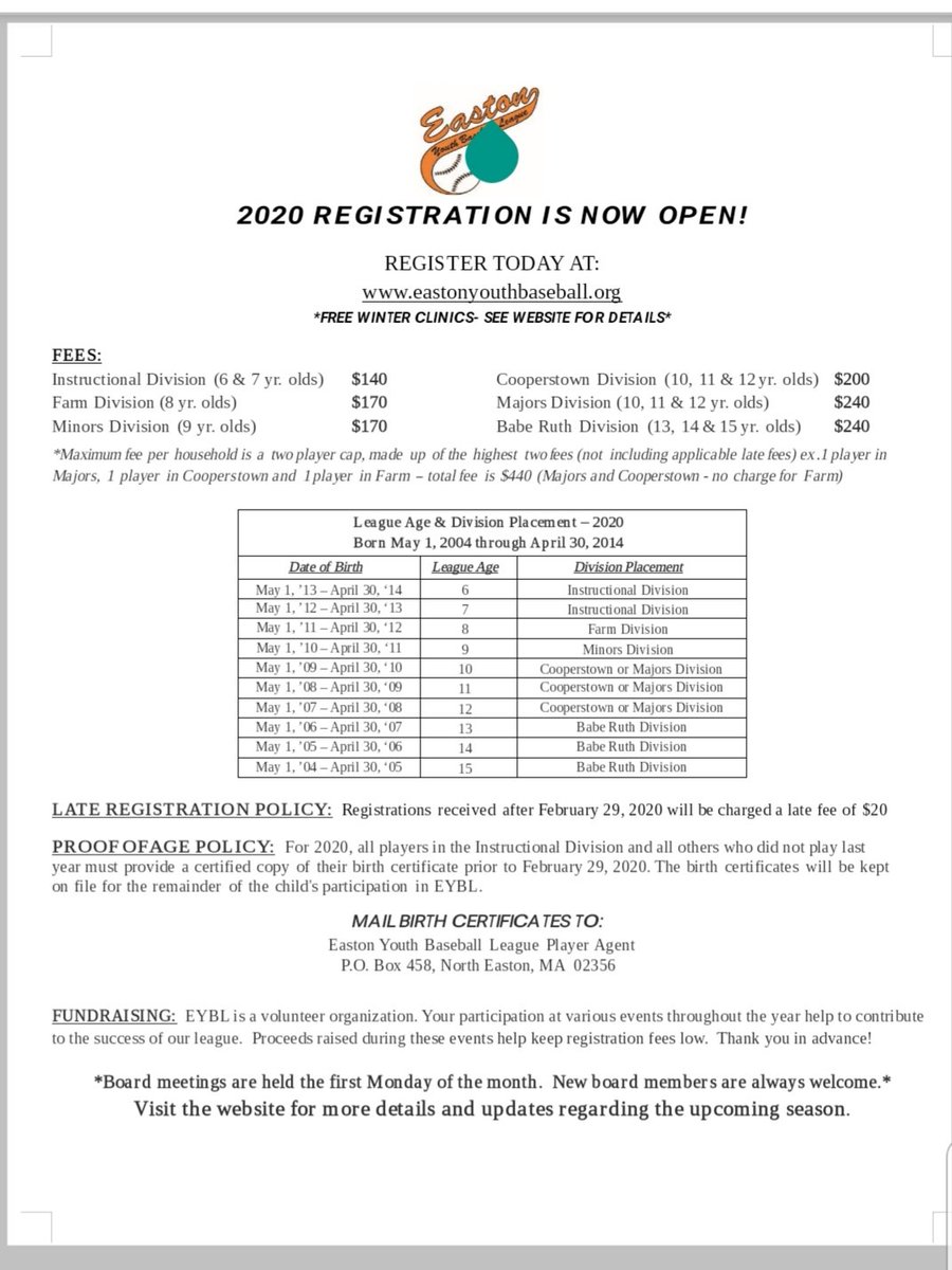 Hopefully this past weekend's warm temps reminded you to sign up your children for Easton Youth Baseball. If not, here's your reminder! <a href="/townofeaston/">Town of Easton, MA</a> @EastonJournal <a href="/EastonMAPatch/">Easton Patch</a> <a href="/EastonMass/">Haodong Ryan</a> <a href="/enterprisenews/">The Enterprise</a>