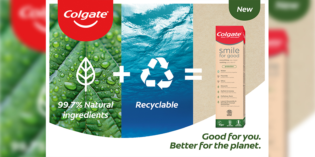 Colgate-Palmolive on Twitter: "Our breakthrough recyclable tube debuts in  Europe! Now in the UK, Colgate's new Smile for Good toothpaste has a  minimal number of ingredients, each listed and clearly explained on