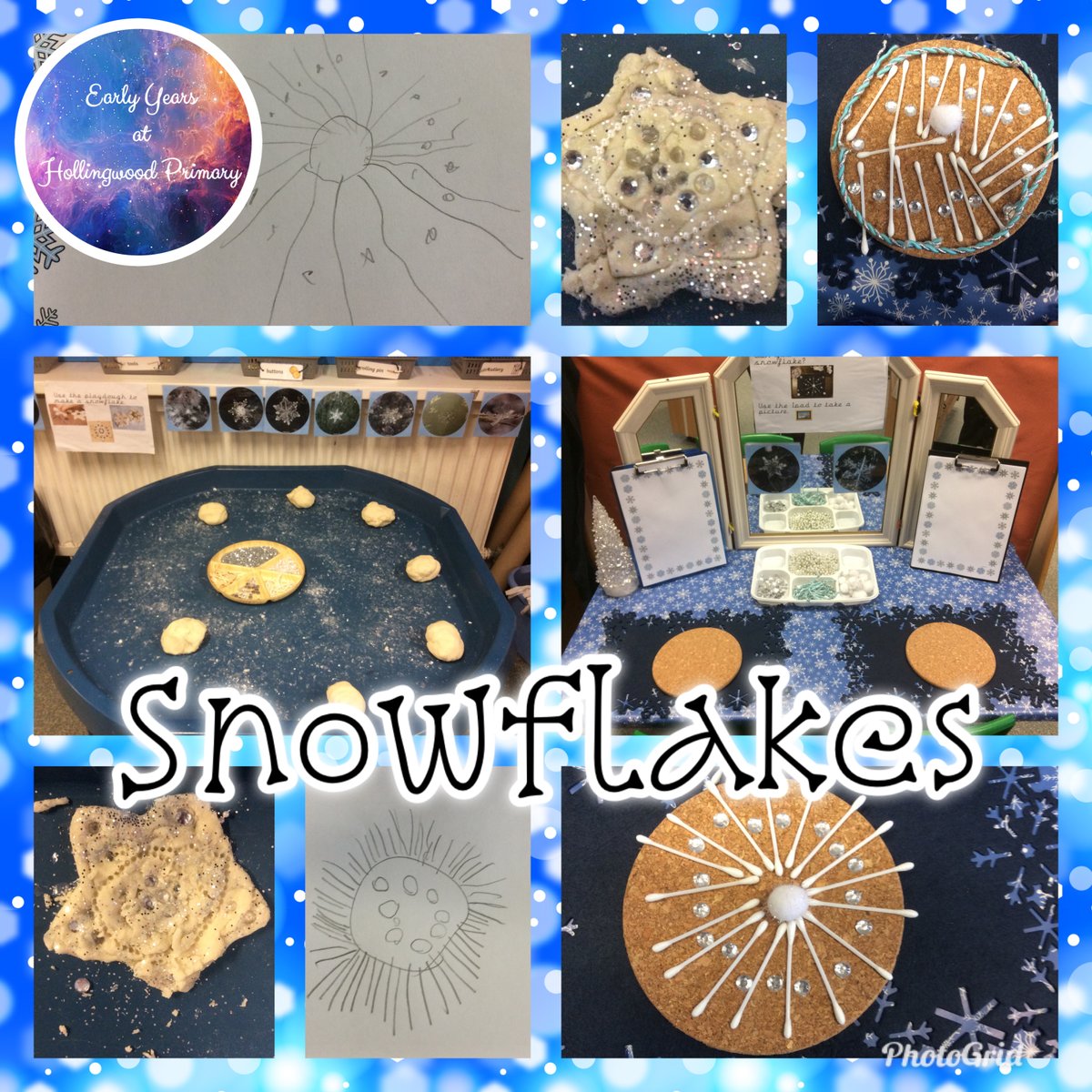 HollingwoodPAY's tweet photo. Reception have been exploring their creative side through #playdough and loose parts #play. We have used the cold weather as inspiration for our #snowflake creations. #reception #eyfs #looseparts #snowflake #itsgettingcoldoutside https://t.co/is4sTeO2YX