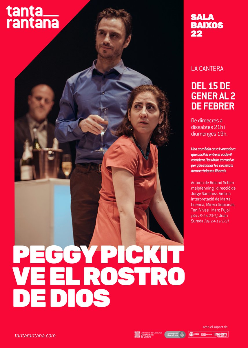 ▶️ Avui hem presentat a la premsa PEGGY PICKIT VE EL ROSTRO DE DIOS del dramaturg Roland Schimmelpfennig. Quin goig de companyia: <a href="/mpujolmany/">Marc Pujol</a>, <a href="/joan_su/">Joan Sureda</a>, Marta Cuenca, <a href="/nenamuda/">Mireia Gubianas</a> i Toni Vives sota la direcció de Jorge Sánchez.

💥 Estrena el 15/1 bit.ly/PeggyPickit_19…