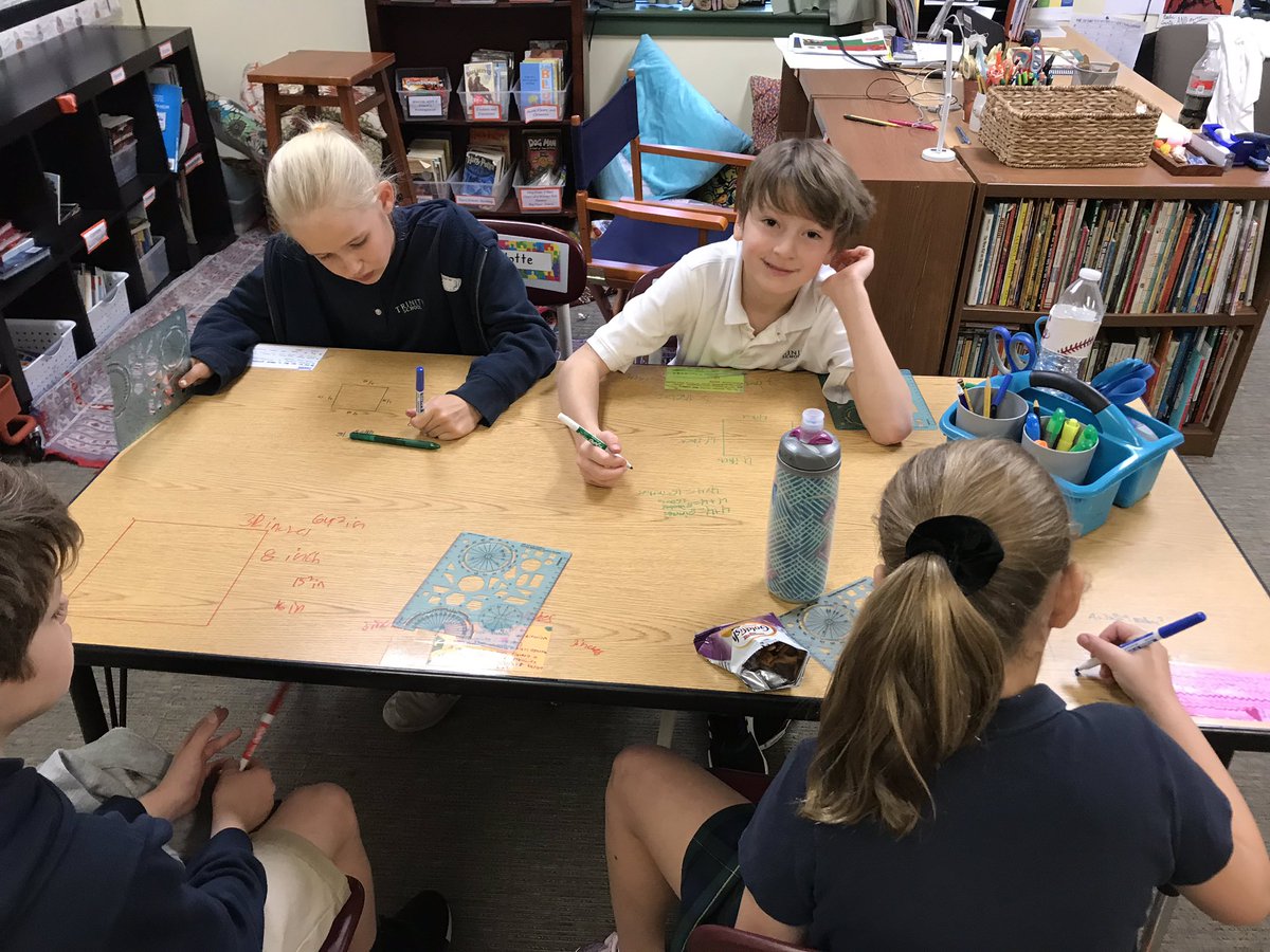 Hester4th's tweet image. Using our tables to practice geometry, perimeter, and area #trinitylearns