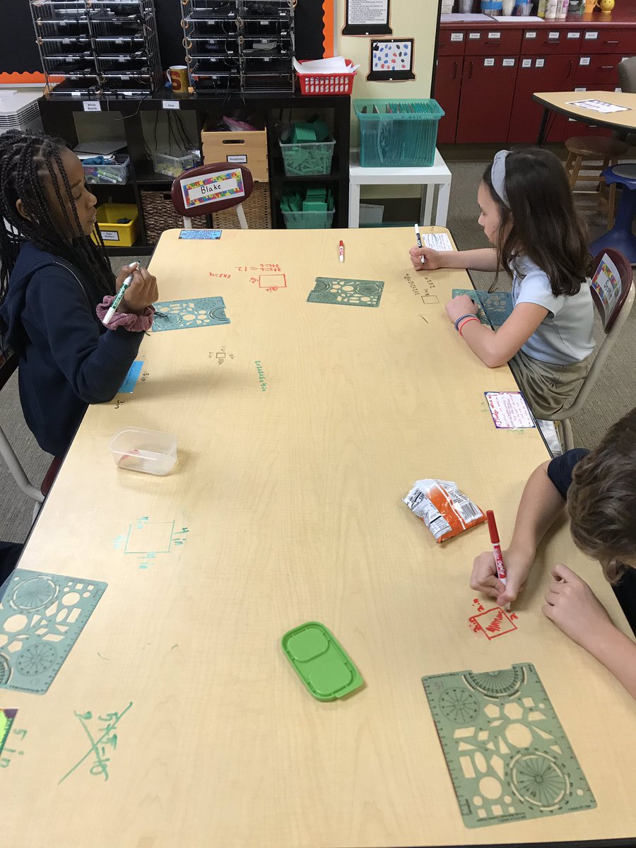 Hester4th's tweet image. Using our tables to practice geometry, perimeter, and area #trinitylearns