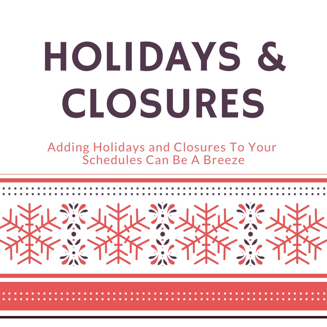 ServiceInSync's tweet image. Easily add holidays &amp;amp; closures to your schedule on the fly!

Along with the being sent notifications for appointments that fall outside of operating hours (including closures and holidays) you’ll also see a visual representation of closures on your calendar schedule.