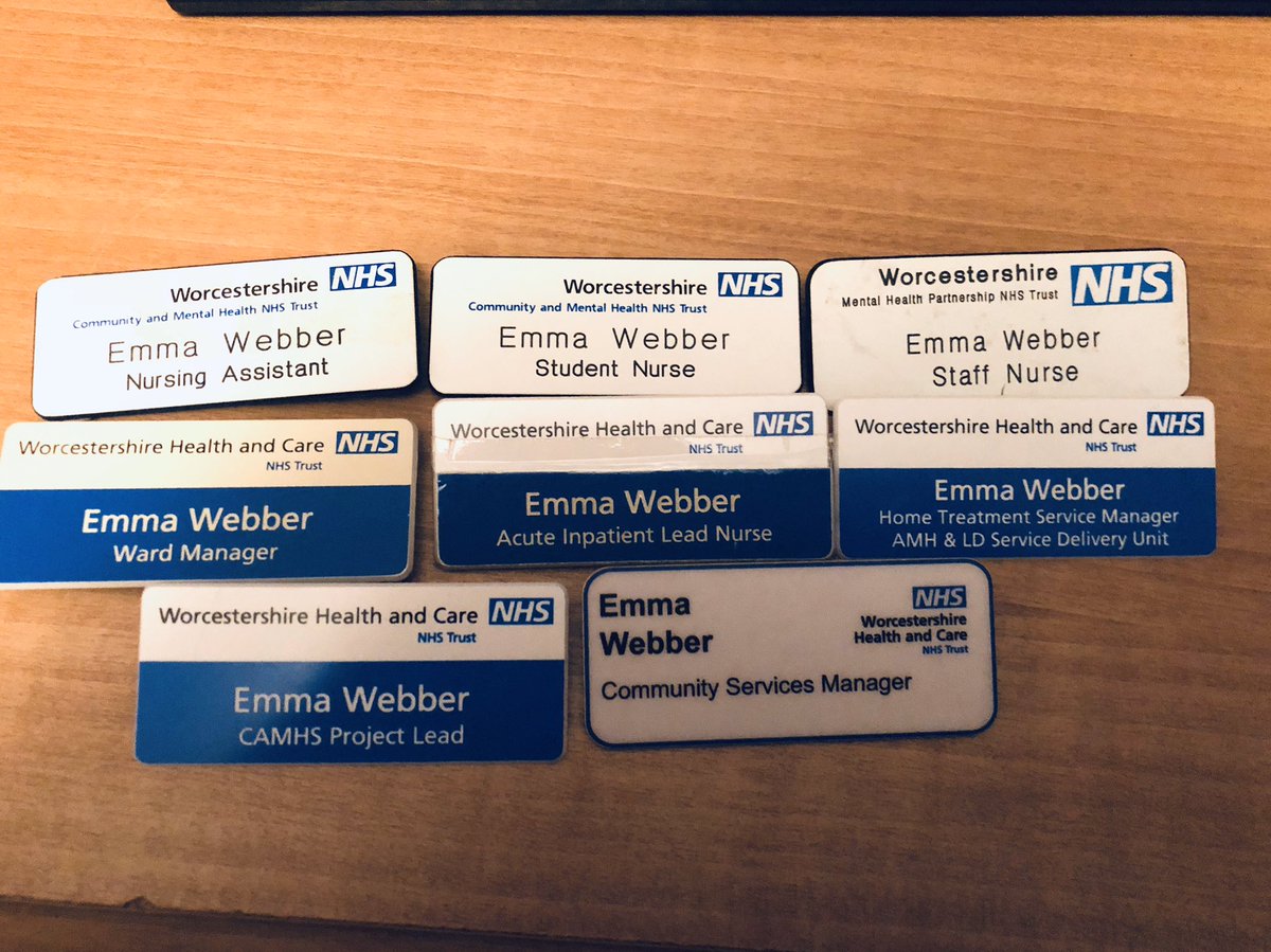Emma_Webber81's tweet photo. Sorting through drawers before my house move and I found these!! My career in name badges! #YearoftheNurseandMidwife  @WorcsHealthCare https://t.co/BUUPLo4VJ1