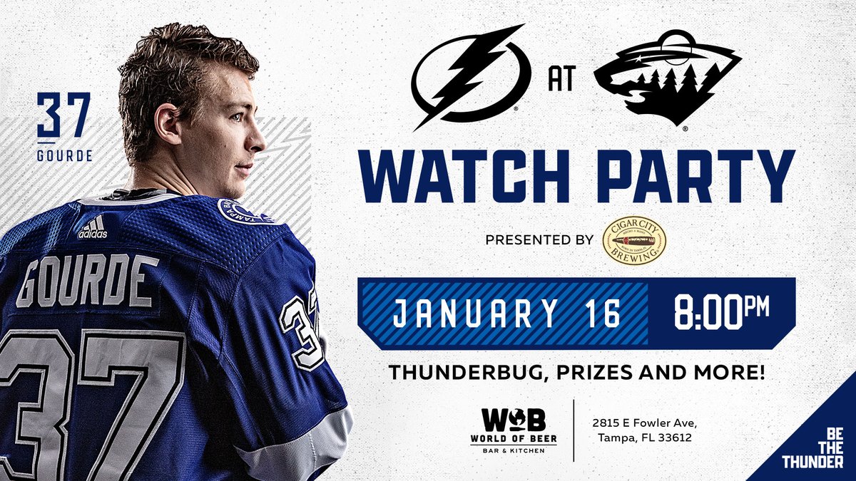 Join us tonight for #TBLvsMIN at the @wob_usa on Fowler!

For our 21+ friends: @cigarcitybeer will have $4 Jai Alai all game, and WOB will continue their free beer for every PPG we score promotion as well 🍻