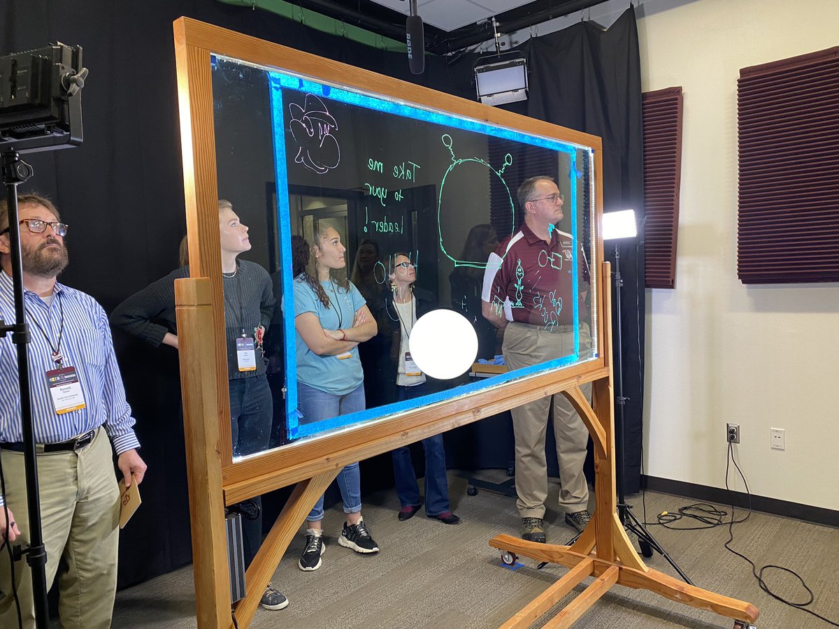 MaestraWohlferd's tweet photo. Learning Lightboard video 📹🎞🖥 production and editing with #onebuttonstudio at #STEM4innovation @SparkTAMU! So fun and I can’t wait to try some of this new stuff @canSTEM!! @Cannon2STEM #BeCannonProud https://t.co/TukWi6jrhP